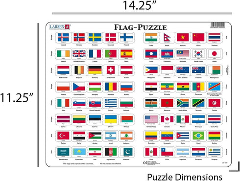Larsen Puzzles Flags of The World 80 Piece Educational Jigsaw Puzzle
