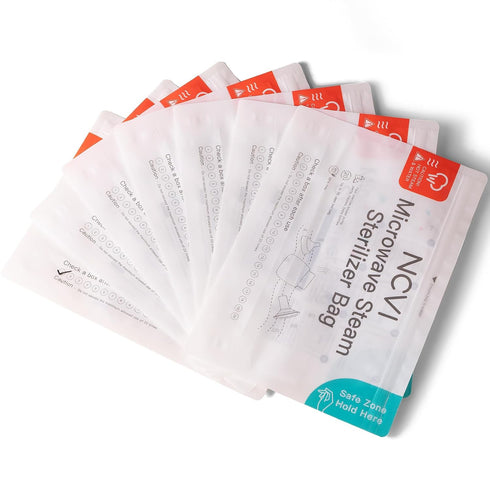 8 Count(160 NCVI Microwave Steam Sterilizer Bag for Baby Bottles Uses), Large Reusable Travel Sterilization Pouches