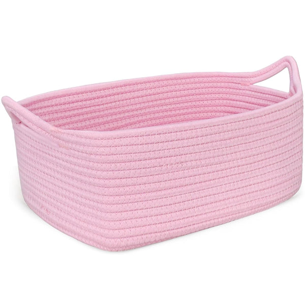 ABenkle Cotton Woven Rope Storage Basket, Decorative Toy Bin with Handle for Nursery and Organizing Shelves