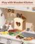 16pcs Set Playset, ROBUD Kids Play Kitchen Knife - Wooden Cooking Montessori-Inspired Pretend Kitchen Toys