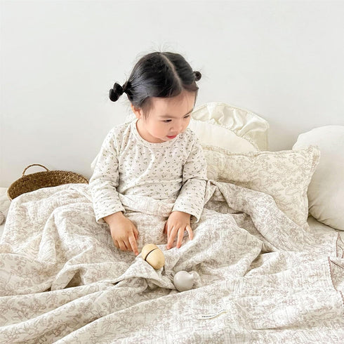 4-Layer Pattern,47''x51'' BuLuTu Large Baby Crib/Cradle Blanket Nursery Throw Blanket Reversible Cotton Muslin Kids Bed