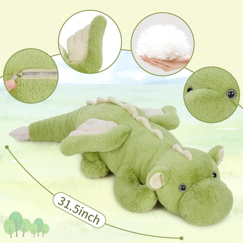 31.5" Tezituor Dragon Stuffed Animal Glow in The Dark, Large Soft Dragon Plush Pillow Christmas Birthday Toy Gifts