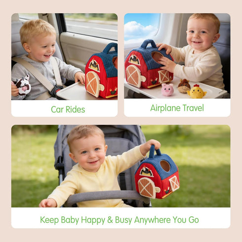 6-12 6 1-3, hahaland Baby Toys Months - Surprise Barn Stuffed Farm Animals, Rattle, Crinkle, Mirror, Montessori Toys