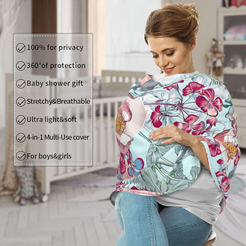 Schgap Flowers Car Seat Covers Canopy for Baby Nursing Cover Breastfeeding Baby Carrier Cover Stroller Cover
