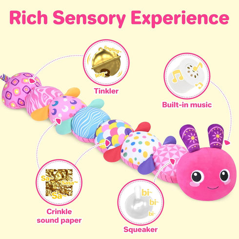 KMUYSL Baby Toys 0 to 12 Months - Musical Stuffed Animal Toys with Crinkle and Rattles for Newborn Gifts