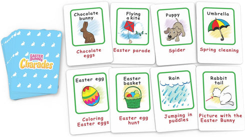 6+, 80 Arizona GameCo Easter Bunny Charades for Kids Ages No Reading Required Kids Charades Game, Acting Choices