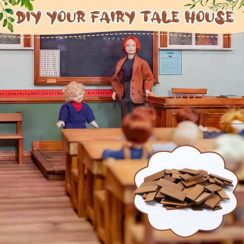 200 Pcs Miniature Dollhouse Flooring, Wooden Dollhouse Floor Boards for 1:12 Scale Accessories