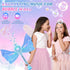 LED Light & Music Bubble Machine - Bubble Wands for Kids Girls | 3 AA Batteries & 2 Bubble Solutions | Outdoor Party