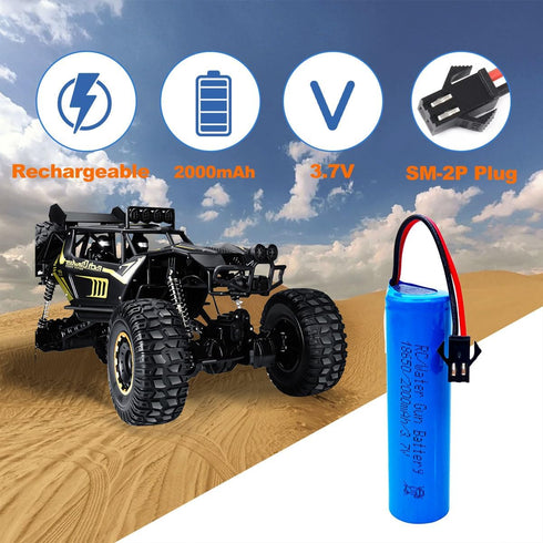 funkawa 2000mAh (1200mAh 3.7V SM-2P -(2 -Pack) RC Car Battery Upgraded), Shockli Remote Control Rechargeable Battery
