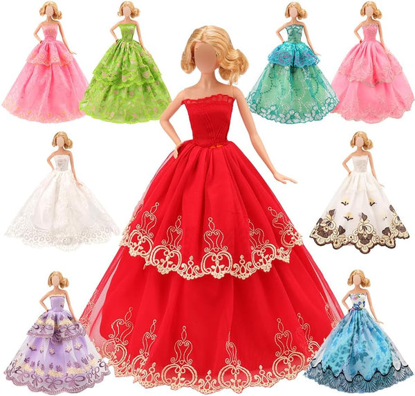 BARWA 5 Pcs Handmade Doll Clothes Wedding Gowns Party Dresses for 11.5 Inch Dolls