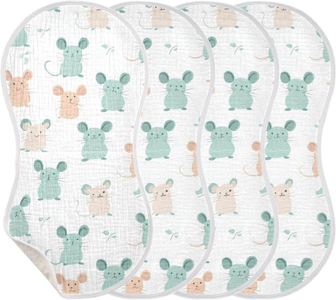 tplaotee 22x11in Boho Simple Style Mouse Cute Cotton burping Cloths for Babies Soft Touch Baby wash Cloth for Babies