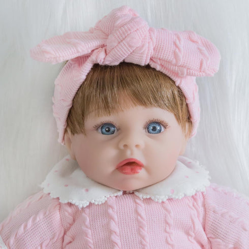 ENADOLL Lifelike Reborn Baby Doll, 16 Inch Realistic Girl with Pink Headband, Gift Set for Kids Age 3+