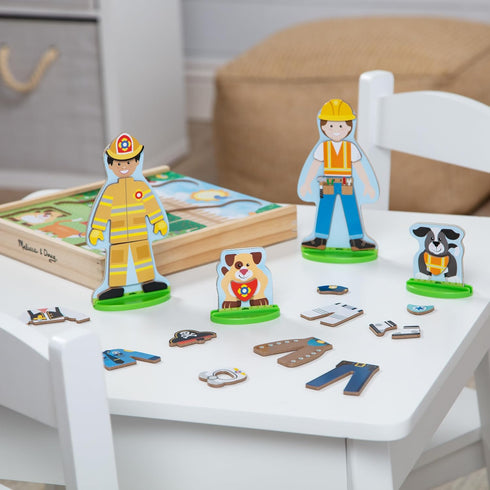 Melissa & Doug Occupations Magnetic Dress-Up Wooden Pretend Play Set (74 pcs) - Magnetic Dress-Up Dolls