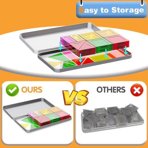 3+,Creative SKTMYY Mini Magnetic Tiles,Travel Magnetic Tiles with Metal Box,Car Airplane Travel Essentials for Kids