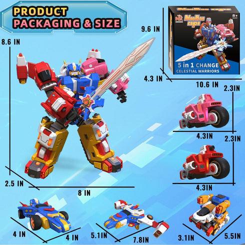 5 1 6 7 8 9 10 Wenbeier in Car Robot Toys for Kids Vehicles Action Figure Deformation Toys Include Go Kart Motorcycle
