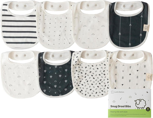 Snug Baby Drool Bibs, Absorbent, Lightweight, and Premium Cotton Baby Bibs for