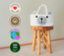 Home & Tots Baby Diaper Caddy Organizer, Large Cotton Rope Nursery Storage Basket (White, Bear Design)