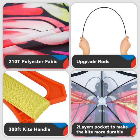 Golden Butterfly Design Kites - Colorful Outdoor Work Kite with Long Tails - Children's Outdoor Toys