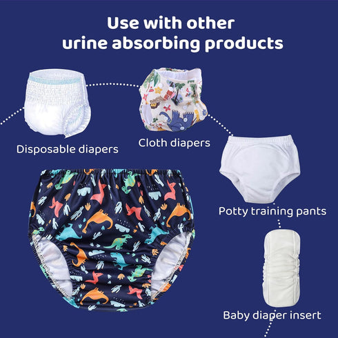 8 Packs 6t Reusable Plastic Underwear Covers for Potty Training and Waterproof Diaper Cover for Rubber Pants Boys