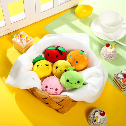 6 Pcs Soft Mini Plush Fruits - Colorful Stuffed Fruits Lovely Peach, Orange, Pineapple, Cantaloupe for Toddlers,