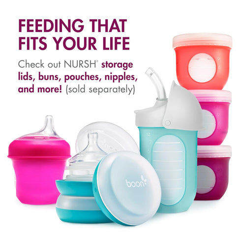8 Oz Boon Nursh Bottles - Silicone Baby Bottles Help Ease Colic Symptoms - Reusable Food-Grade Silicone Pouches