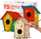 Birdhouse Kit, 15 Unfinished Wood Bird Houses for Children to Paint, Wood Craft Project Kits for Kids