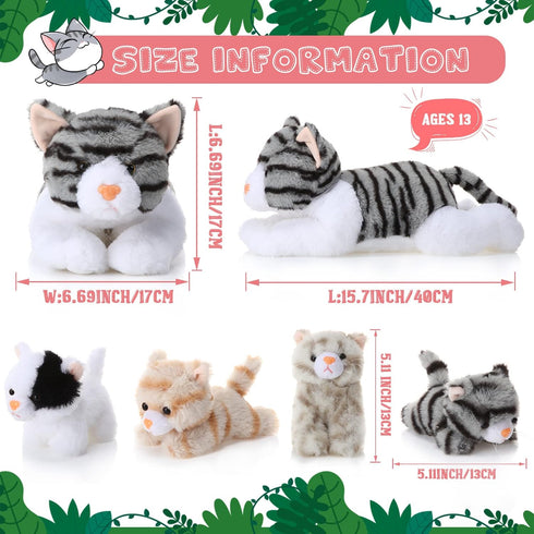 5 Mommy 4 Skylety Pieces Cat Stuffed Animal with Babies Inside Belly Plush Cat Pregnant Kitty with Cute Fluffy Stuffed