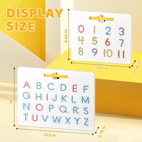 Set GAMENOTE Double Sided Magnetic Letter & Number Board - Alphabet & Numbers Tracing Board for Toddlers, ABC Uppercase