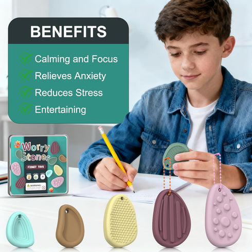 OasVtl Sensory Stone Fidget Toys for Adults, Tactile Anxiety Relief Stress Relief Toy, Quiet Portable Discreet Focus