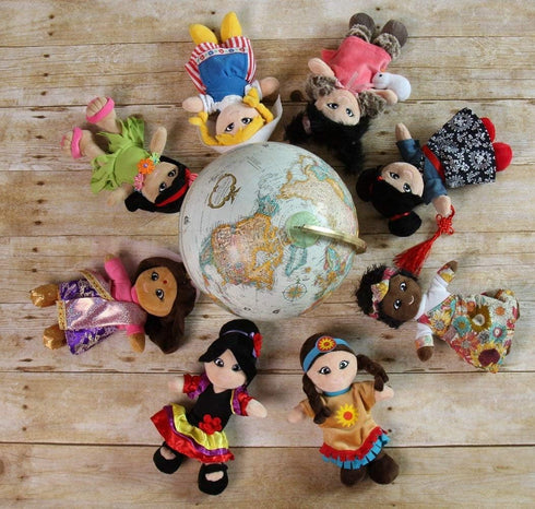 Soft Plush Around The World Dolls, 8 Pack, 8"