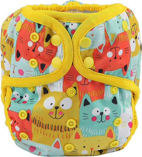 Hibaby One Size Cloth Diaper Cover Snap With Double Gusset (Cat)