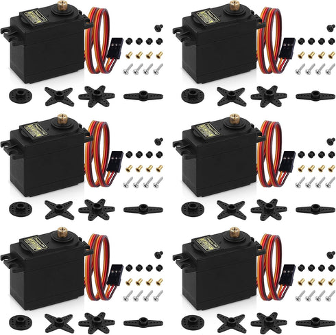 Deegoo-FPV 6pcs MG995 55G Micro Servo Motor Metal Geared Motor Kit for RC