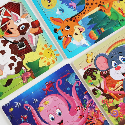 Puzzles for Kids Ages 3-5 - 20 Piece Colorful Wooden Puzzles Set of 6 - Learning Toys for Boys and Girls