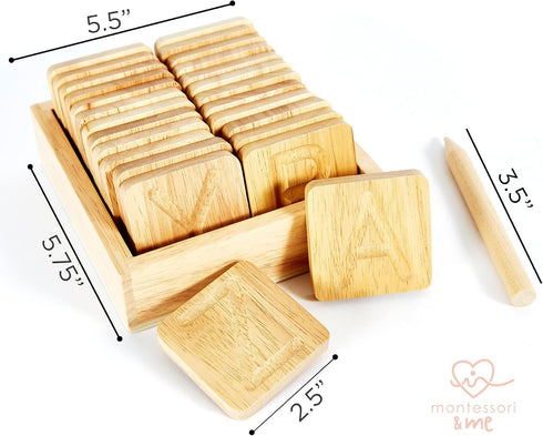 Montessori Wooden Alphabet Tracing Boards for Preschool Learning - Letter Formation Tools