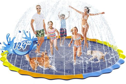 Instraella Splash Pad for Kids and Dogs, 124in Non-Slip Sprinkler Mat 0.5mm