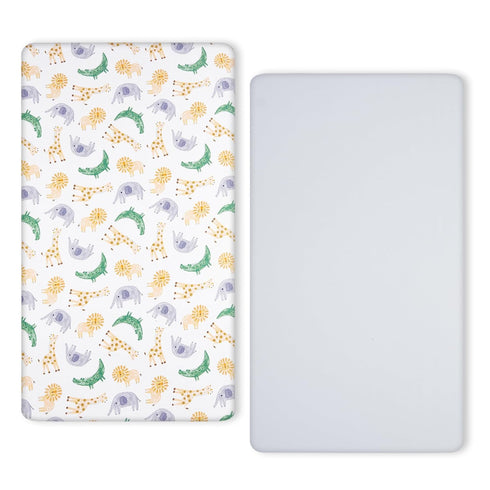 2 Pack 28x52in, TILLYOU Baby Crib Sheets for Boys Girls, Super Soft Toddler Bed Sheets, Sheets for Standard Crib