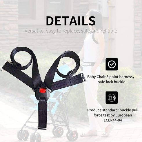 Universal Baby Highchair Stroller Pushchair 5pt Safety Harness with Locking Buckle Adjustable Straps
