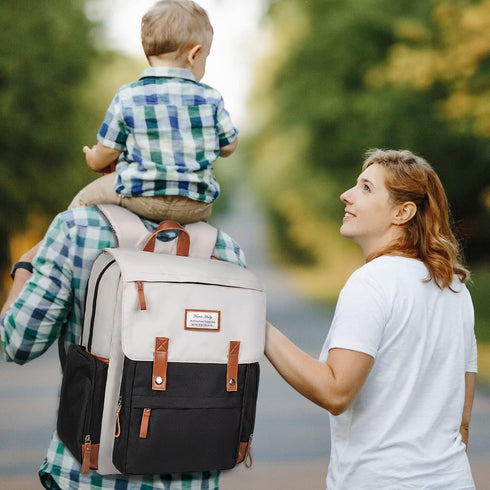 Generic Backpack Diaper Bag Large Diaper Bag with Changing Pad Insulated Bottle Pocket Waterproof Travel Bag Black