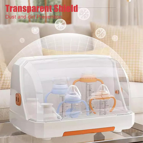 JIXDILO Toddler(14.5x10.2x9in, Baby Bottle Drying Rack Container with Drainer, Portable Nursing Bottle Box Container