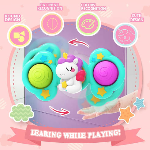 seveclotree 3PCS 1 1-3,Toddler Suction Cup Spinner Toys for Year Old Girls Boys, Baby Bath Toys,Spinners for Kids
