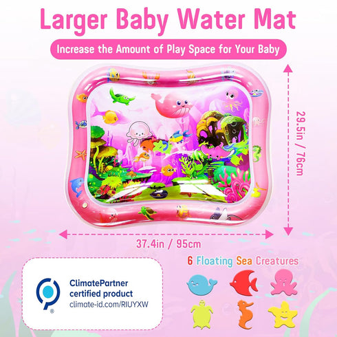GARNHLOB 37.4"x29.9", Tummy Baby Water Mat Large Safe Inflatable Time Water Play Mat for Infants & Toddlers