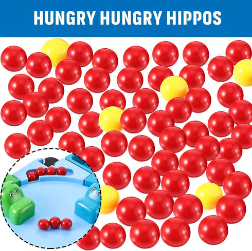 Gejoy 63 Pieces Game Replacement Marbles, 3 Set Compatible with Hungry Hippos, 57 Red and 6 Yellow Balls