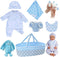 BABESIDE 8 Pcs Reborn Baby Doll Accessories with Bassinet - Outfit Accessories for 17-22 Inch Reborn Doll