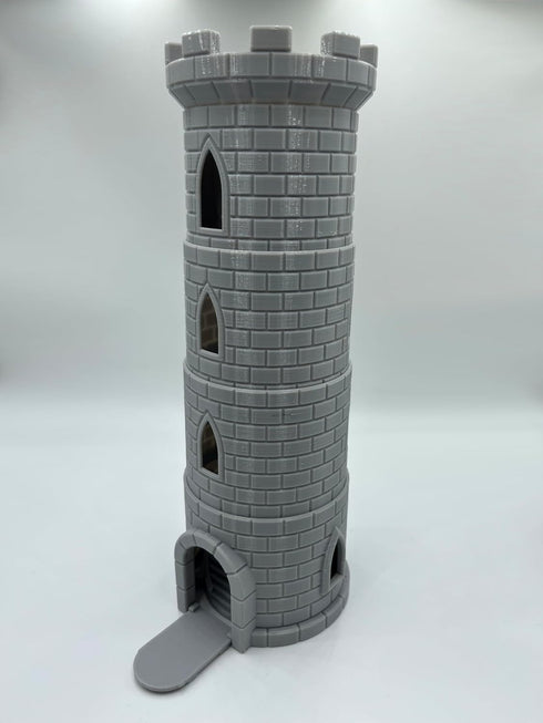 HAUTICO Collapsing Dice Tower and Little Town Houses Scene - Terrain Scenery for 20-28mm Miniatures Wargame, D&D Table