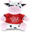 DolliBu I Love You Valentine Plush Cow, 6 Inches, Cute Stuffed Animal with Red Shirt, Personalization Gift