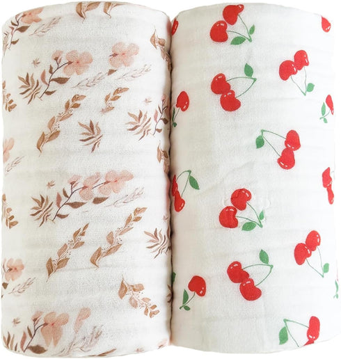 Pack of 2 Ultra Soft Muslin Baby Blankets for Girls Boys Breathable