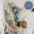 Macrame Toy Hammock for Stuffed Animals, Deep Sea Blue Hanging Organizer Net for Nursery Decor
