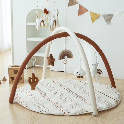 5 Razee Baby Gym Mat Infant Activity Gym Mudcloth Baby Activity Center with Play Mat with Toys for Babies as Shower Use
