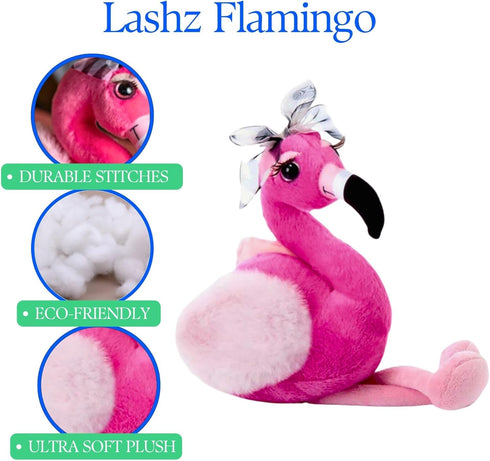 The Petting Zoo Lash'z Flamingo Stuffed Animal, 14 inches Plush Toy for Girls