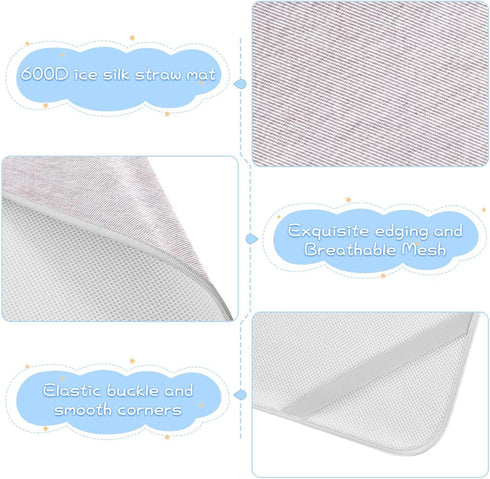 SyXIOP 28" 52" Pink Cooling Baby Crib Mattress Cover x Ultra Soft Crib Padding for Sides for Baby&Toddler
